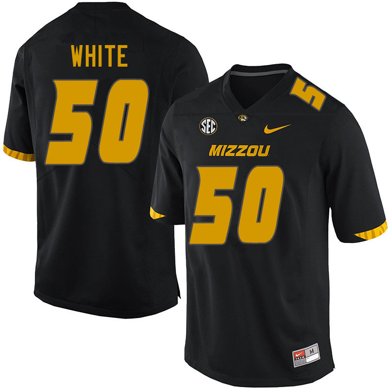 Men #50 Hyrin White Missouri Tigers College Football Jerseys Sale-Black - Click Image to Close